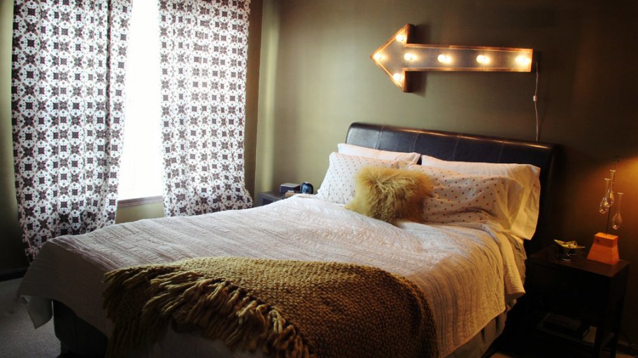 Bedroom with light coming through window